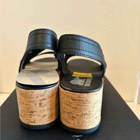 Sorel Women’s Cameron Flatform Slingback Black Cork Sole Sandal shoes Size 10 - Picture 11 of 13